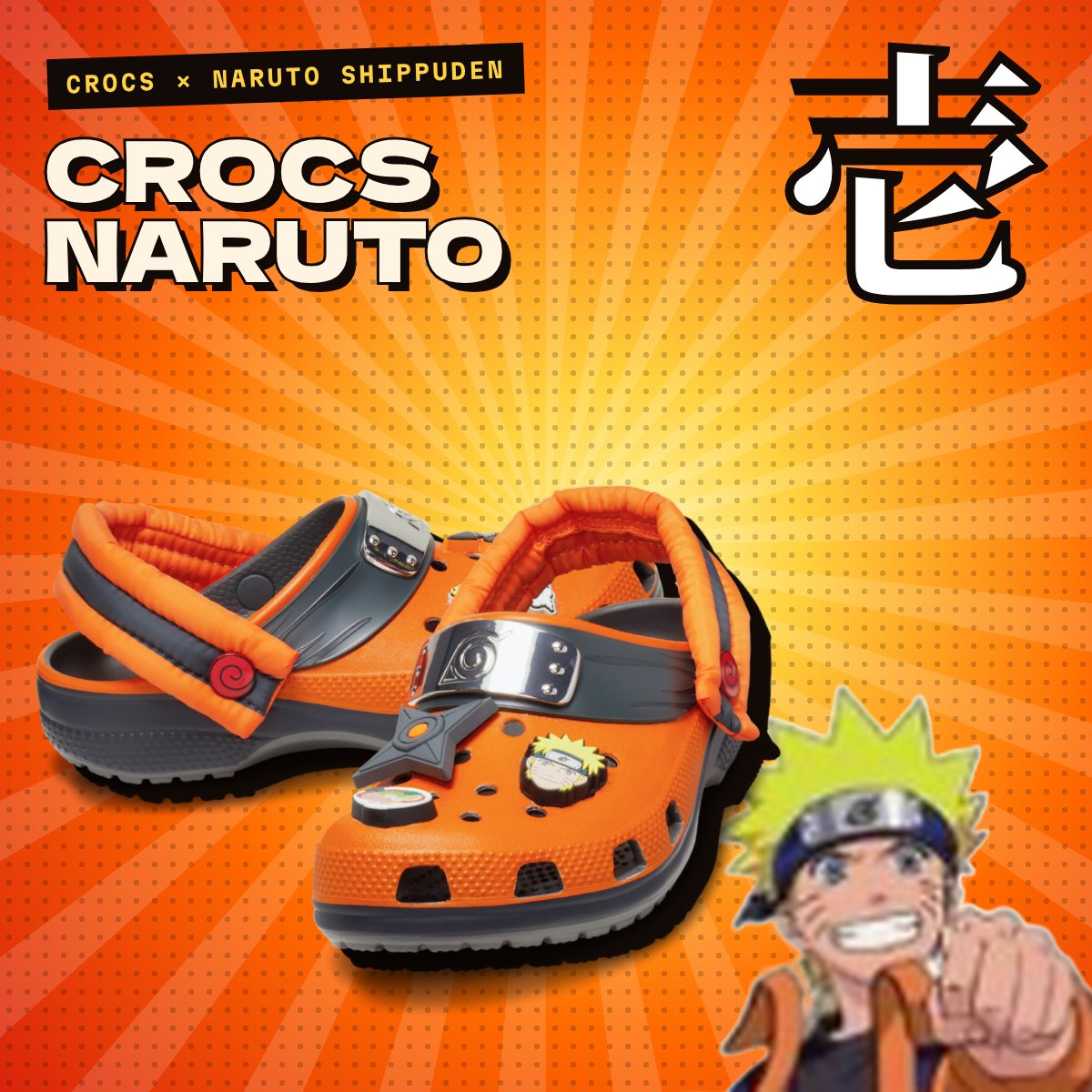 Crocs Naruto Shippuden modèle Naruto, visuel univers Naruto